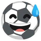 pallone da calcio + faccina con sorriso e goccia di sudore