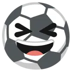 pallone da calcio + sorriso a bocca aperta con occhi chiusi