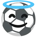 pallone da calcio + faccina con sorriso e aureola