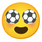 pallone da calcio + faccina con sorriso e occhi a cuore