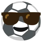pallone da calcio + faccina con sorriso e occhiali da sole