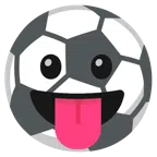 pallone da calcio + faccina che mostra la lingua