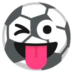 pallone da calcio + faccina che fa l’occhiolino e mostra la lingua