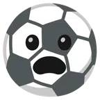 pallone da calcio + faccina imbronciata con bocca aperta