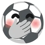 pallone da calcio + faccina con mano sulla bocca