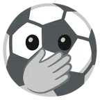 pallone da calcio + faccina con occhi aperti e mano sulla bocca