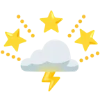 funkelnder Stern + Wolke mit Blitz