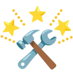 funkelnder Stern + Hammer und Schraubenschlüssel