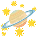 funkelnder Stern + Ringplanet