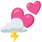 dos corazones + nube con rayo