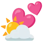 dos corazones + sol detrás de una nube
