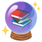 Kristallkugel + Bücherstapel
