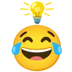 face with tears of joy + light bulb