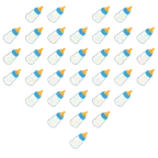 palo de corazones + biberón