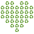 palo de corazones + símbolo de reciclaje