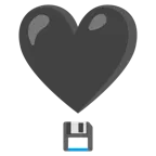 exclamación de corazón + disquete