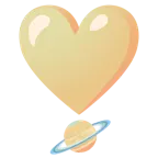 exclamación de corazón + planeta con anillos