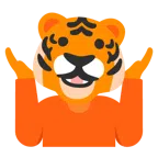Tigergesicht + schulterzuckende Person