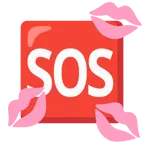 marca de beso + símbolo de socorro