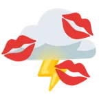 marca de beso + nube con rayo