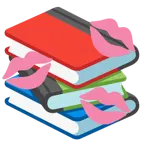marca de beso + libros