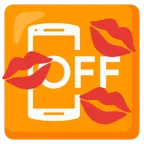 marca de beso + teléfono móvil apagado