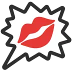 marca de beso + bocadillo de enfado por la derecha