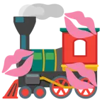 marca de beso + locomotora de vapor