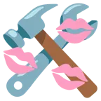 marca de beso + martillo y llave inglesa