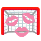 marca de beso + portería