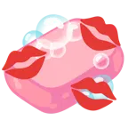 marca de beso + jabón