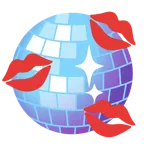 marca de beso + bola de espejos