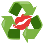 marca de beso + símbolo de reciclaje