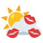 marca de beso + sol detrás de una nube