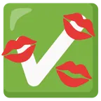 marca de beso + botón de marca de verificación