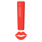 marca de beso + exclamación roja