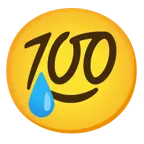 100 Punkte + lachendes Gesicht mit Träne