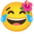 face with tears of joy + hibiscus