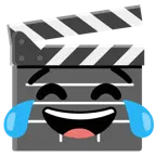 face with tears of joy + clapper board