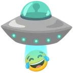face with tears of joy + flying saucer