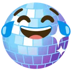 face with tears of joy + mirror ball