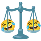 face with tears of joy + balance scale