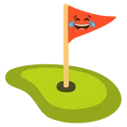 face with tears of joy + flag in hole