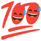 cara sonriendo con sudor frío + cien puntos