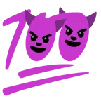 cara sonriendo con cuernos + cien puntos