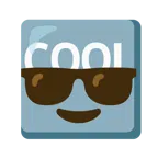 cara sonriendo con gafas de sol + botón COOL