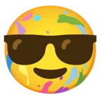 cara sonriendo con gafas de sol + paleta de pintor