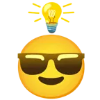 cara sonriendo con gafas de sol + bombilla