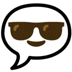 cara sonriendo con gafas de sol + bocadillo de diálogo
