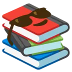 cara sonriendo con gafas de sol + libros